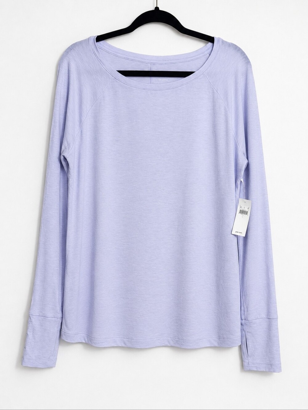 GapFit Breathe Boatneck Performance Top NWT Large Sunrise Blue Lavender
